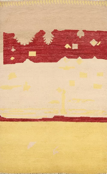 Contemporary Gabbeh Kashkoli Oriental Area Rug 4x6