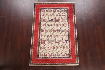 100% Vegetable Dye Super Kazak Oriental Area Rug 4x6