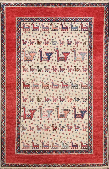 100% Vegetable Dye Super Kazak Oriental Area Rug 4x6