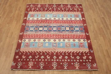 100% Vegetable Dye Super Kazak Oriental Area Rug 5x7