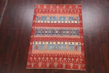 100% Vegetable Dye Super Kazak Oriental Area Rug 5x7