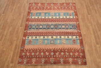 100% Vegetable Dye Super Kazak Oriental Area Rug 5x7