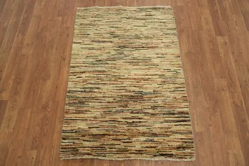 Earthy Brown Toned Rug with Subtle Striped Pattern 3x4