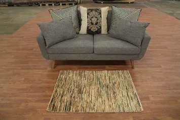 Earthy Brown Toned Rug with Subtle Striped Pattern 3x4