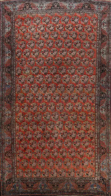 Antique 100% Vegetable Dye Bidjar Persian Area Rug 11x18