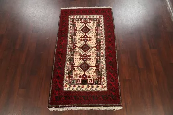 Tribal Geometric Balouch Persian Area Rug 3x6
