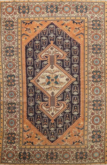 Antique 100% Vegetable Dye Sultanabad Persian Area Rug 4x5