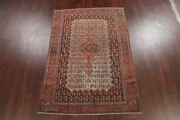 Pre-1900 Antique Vegetable Dye Senneh Persian Area Rug 4x6
