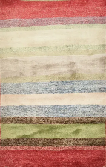 Stripe Contemporary Gabbeh Kashkoli Oriental Area Rug 3x4