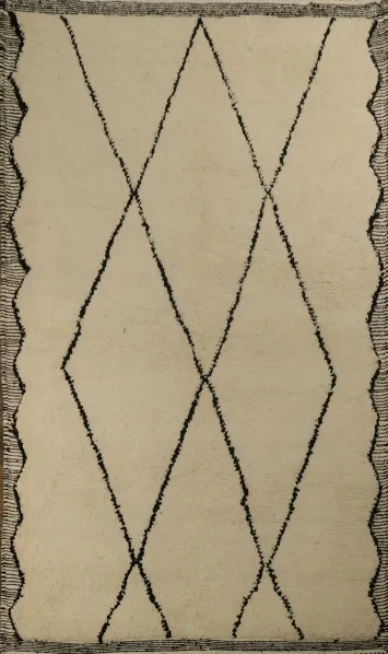 Wool Trellis Moroccan Contemporary Modern Area Rug 5x8