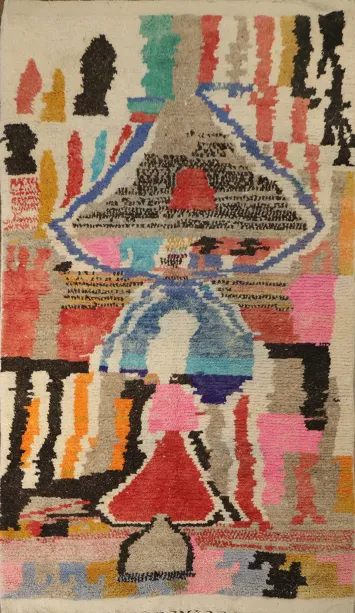 Colorful Modern Moroccan Oriental Wool Area Rug 5x9