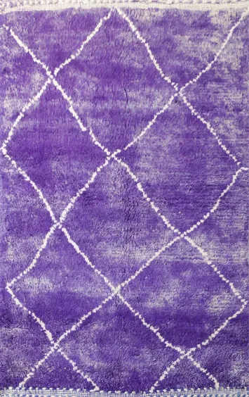Vibrant Purple Trellis Patterned Rug with Unique Tassel Fringe 4x6 ft