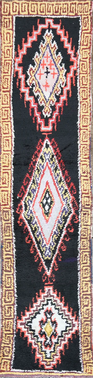 Handmade Bohemian Moroccan Rug with Southwest Flair 3x10 ft