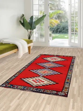 Tribal Moroccan Oriental Runner Rug 3x7