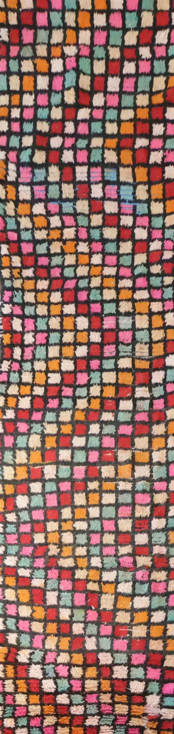 All-Over Checkered Moroccan Oriental Runner Rug 2x10