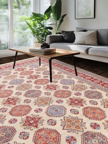 Geometric Kazak Oriental Area Rug 9x13