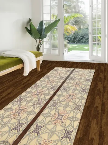 Set of 2 Vegetable Dye Abstract Oriental Runner Rugs 3x10