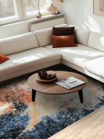 Vegetable Dye Contemporary Abstract Oriental Area Rug 6x9