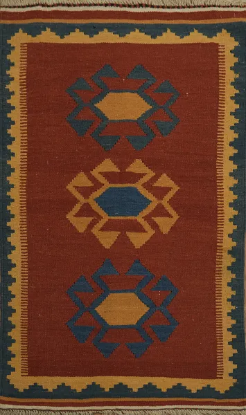 Geometric Kilim Persian Handwoven Traditional Tribal Rug 3x5
