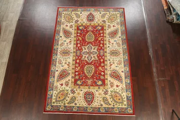 Vegetable Dye Floral Kazak Oriental Area Rug 7x10
