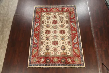 Vegetable Dye Floral Kazak Oriental Area Rug 7x10