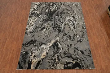 Vegetable Dye Contemporary Abstract Area Rug 9x12