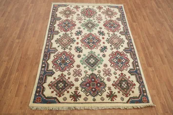 Geometric Kazak Oriental Area Rug 5x7