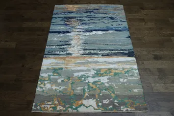 Vegetable Dye Contemporary Abstract Oriental Area Rug 6x9