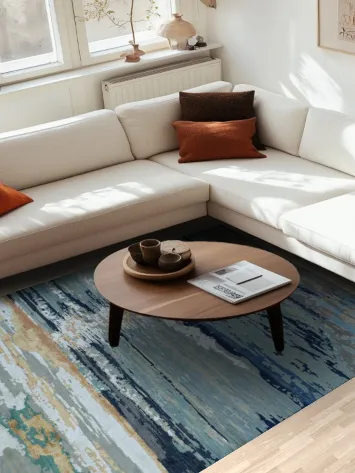 Vegetable Dye Contemporary Abstract Oriental Area Rug 6x9