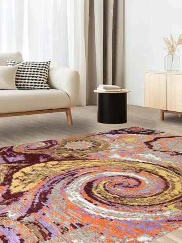 Vegetable Dye Contemporary Abstract Oriental Area Rug 6x10