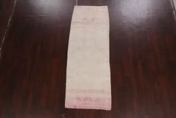 Muted Geometric Oushak Oriental Runner Rug 3x8