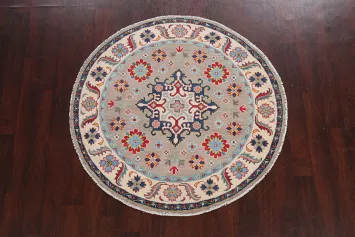 Geometric Kazak Oriental Area Rug 5x5 Round