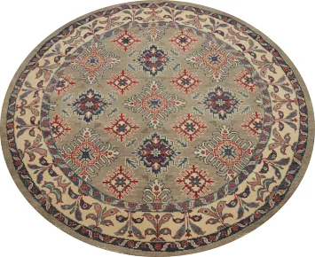 Wool Geometric Kazak Round Rug 5x5