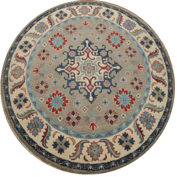 Geometric Kazak Oriental Area Rug 5x5 Round