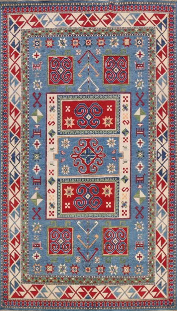 Geometric Kazak Oriental Area Rug 7x10