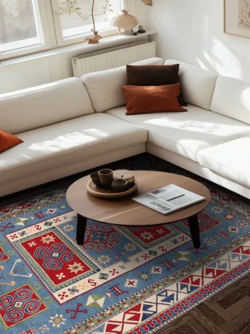 Geometric Kazak Oriental Area Rug 7x10