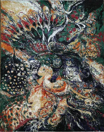 Dynamic Multicolor Abstract Rug with Unique Artistic Flair 8x10