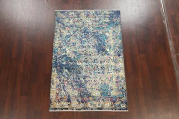 Vegetable Dye Contemporary Abstract Oriental Area Rug 4x6