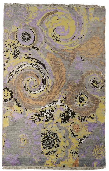 Vegetable Dye Contemporary Abstract Oriental Area Rug 4x6