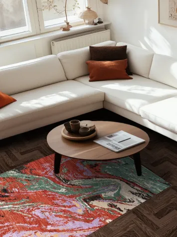 Vegetable Dye Contemporary Abstract Oriental Area Rug 4x6