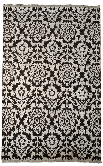 Vegetable Dye Damask Style Abstract Oriental Area Rug 4x6