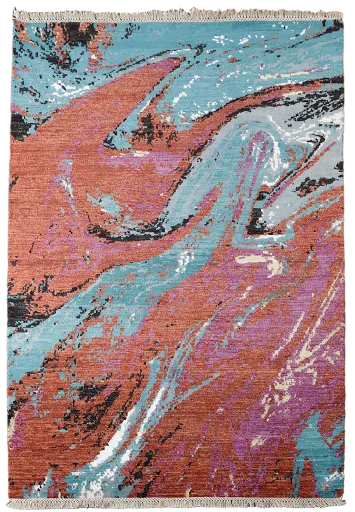 Abstract Swirl Design Rug with Vibrant Color Tones for Modern Homes 4'x6'