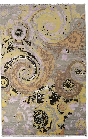 Vegetable Dye Contemporary Abstract Oriental Area Rug 4x6