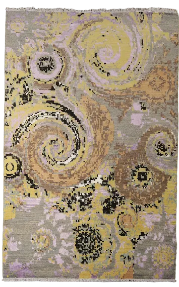 Vegetable Dye Contemporary Abstract Oriental Area Rug 4x6