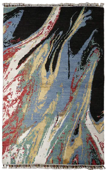 Vegetable Dye Contemporary Abstract Oriental Area Rug 4x6