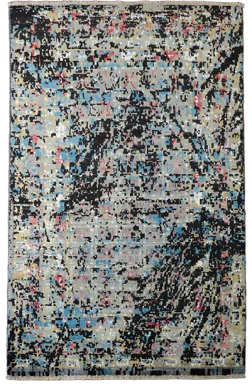 Abstract Modern Pattern Rug with Vibrant Color Splashes 4'x6'