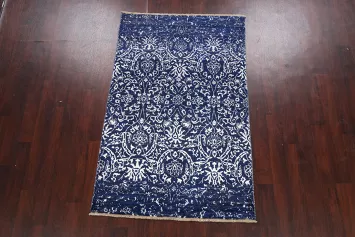 Vegetable Dye Distressed Abstract Oriental Area Rug 4x6