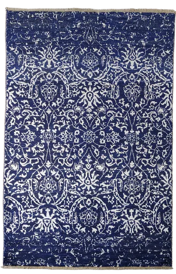 Vegetable Dye Distressed Abstract Oriental Area Rug 4x6