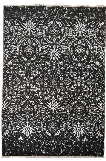Vegetable Dye Damask Style Abstract Oriental Area Rug 4x6