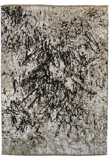 Sophisticated Black and Brown Beige Abstract Pattern Rug 4'x6'